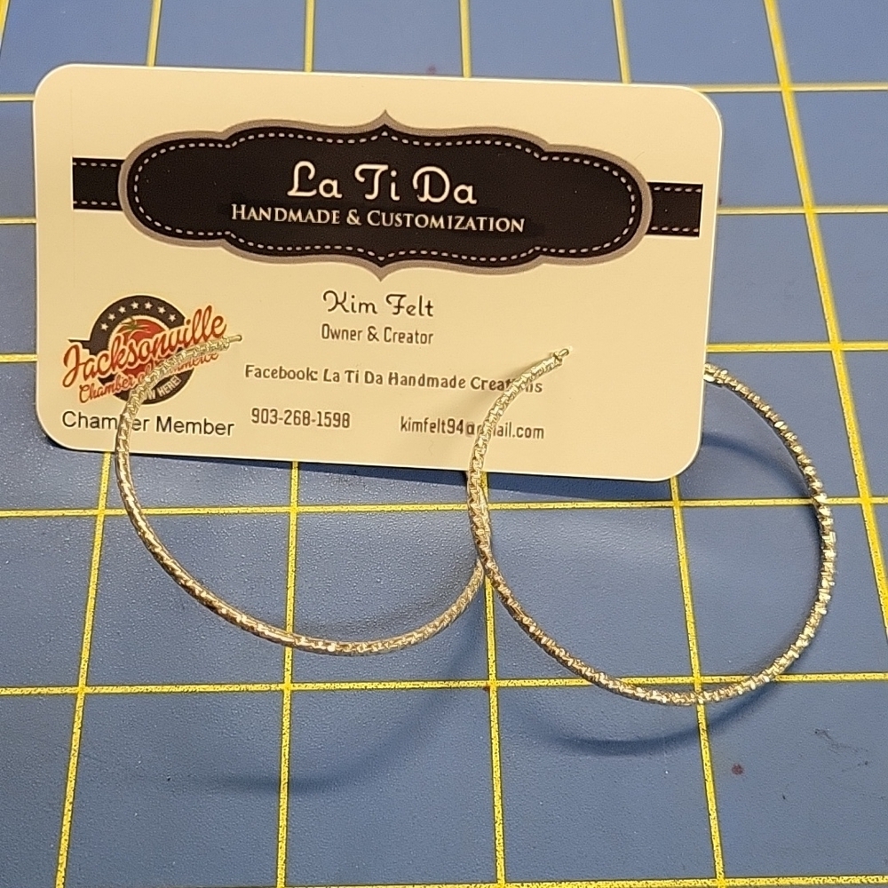 Silver Tone Hoops 2" Pierce Earrings